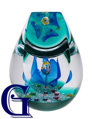 CAITHNESS GLASS PAPERWEIGHT HIMALAYAN POPPY