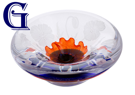 CAITHNESS GLASS PAPERWEIGHT THE POPPY FIELDS