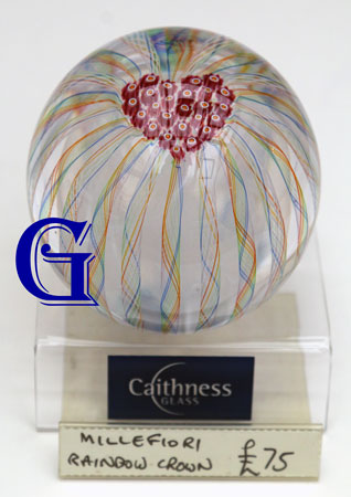 CAITHNESS GLASS PAPERWEIGHTRAINBOW CROWN