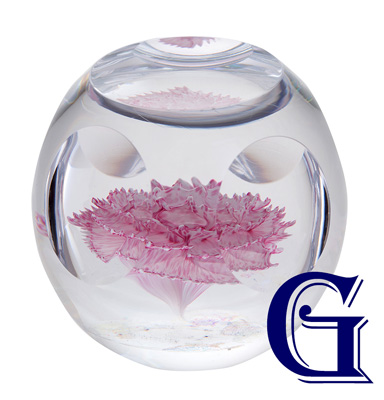 CAITHNESS GLASS PAPERWEIGHT FLORAL CARNATION