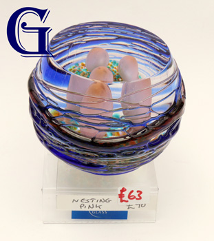 Caithness Glass paperweight nesting pink