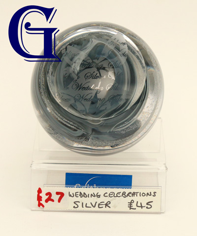silver wedding, Caithness Glass paperweight