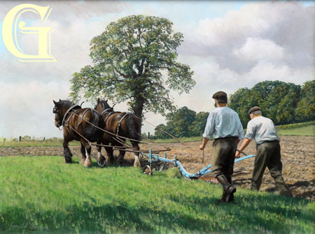 ORIGINAL PAINTING, GERALD BROOM, BROOM, A STRAIGHT FURROW