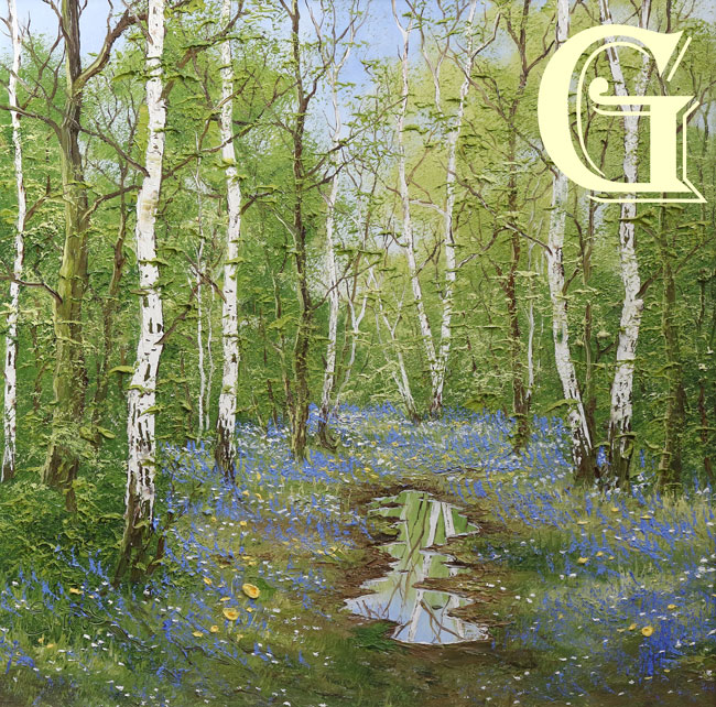 Terry Evans oil painting, SPRING IN THE BIRCHWOODS