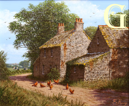 EDWARD HERSEY original painting, ALONG A COUNTRY TRACK