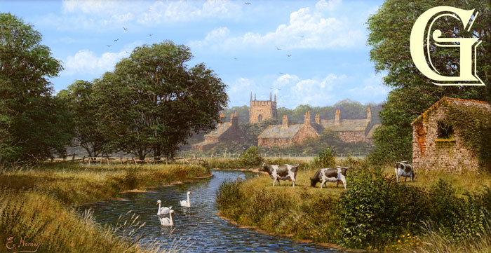 EDWARD HERSEY original painting, OLD PASTURES
