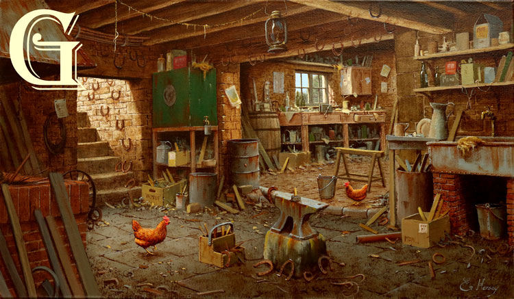 EDWARD HERSEY original painting, the blacksmiths worksop