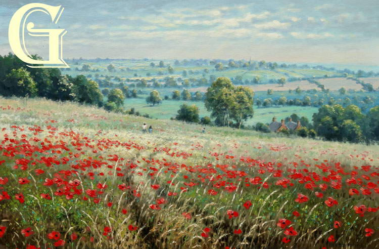 PRESTON, OIL PAINTING, JAMES D PRESTON, POPPYTIME