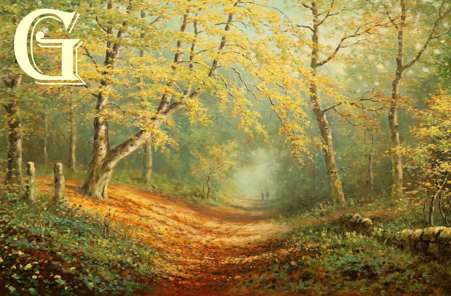 PRESTON, OIL PAINTING, JAMES D PRESTON, CARPET OF AUTUMN