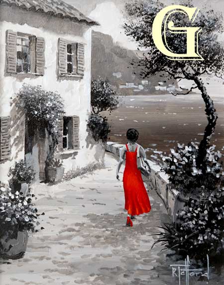 TELFORD, RICHARD TELFORD, ORIGINAL PAINTING, Along the promenade